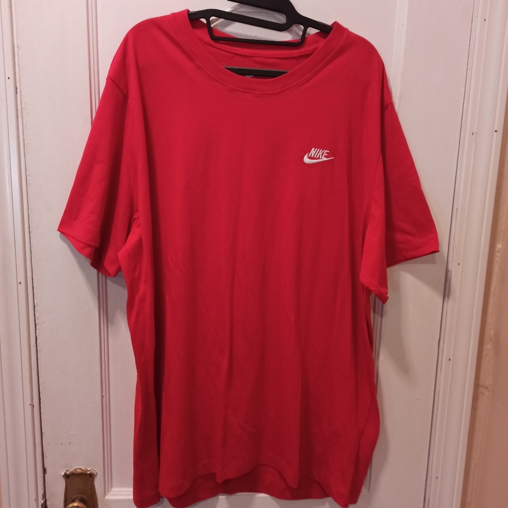Nike Men’s T-Shirt Short Sleeve Crew Neck Red Swoosh Logo Size XXL
